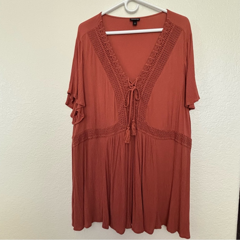 Torrid Terracotta Boho Blouse Size 4 Comfy Vacation Resortwear